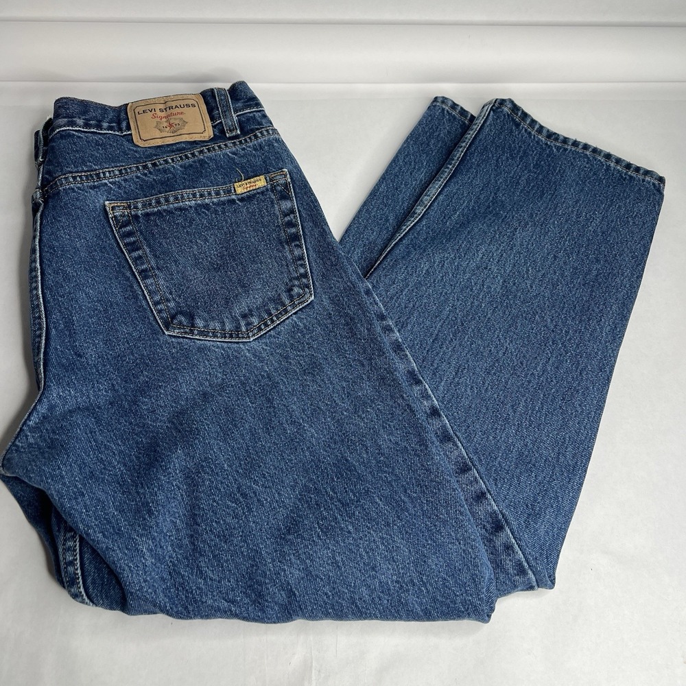 Vtg Levi Strauss Signature Gold Relaxed Straight Jeans Mens Size 36x32 Dark Wash